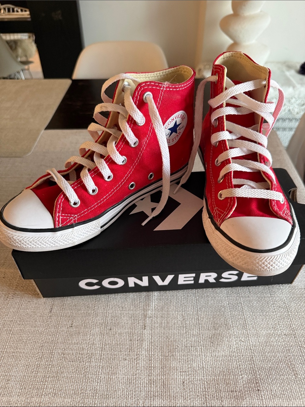 Converse High Top Sneakers in Red with White Accents